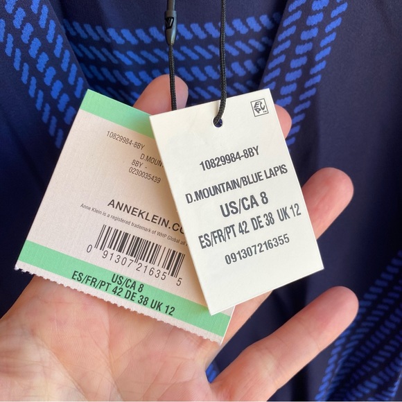 Anne Klein Blue Wrap Midi Dress with Cuffed Sleeves - Picture 3 of 12